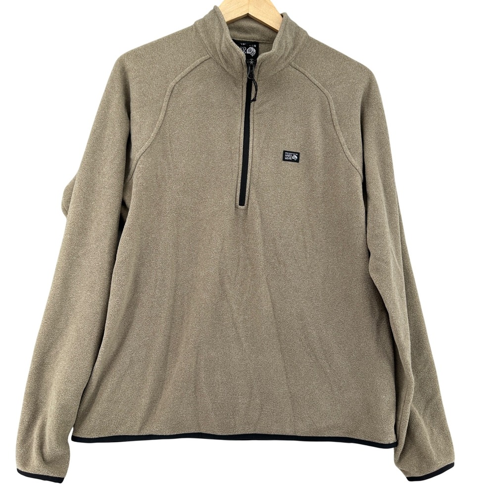 Y2K Mountain Hardwear Tan Quarter Zip Fleece Pullover Mock Neck Jacket SZ L Gorp
